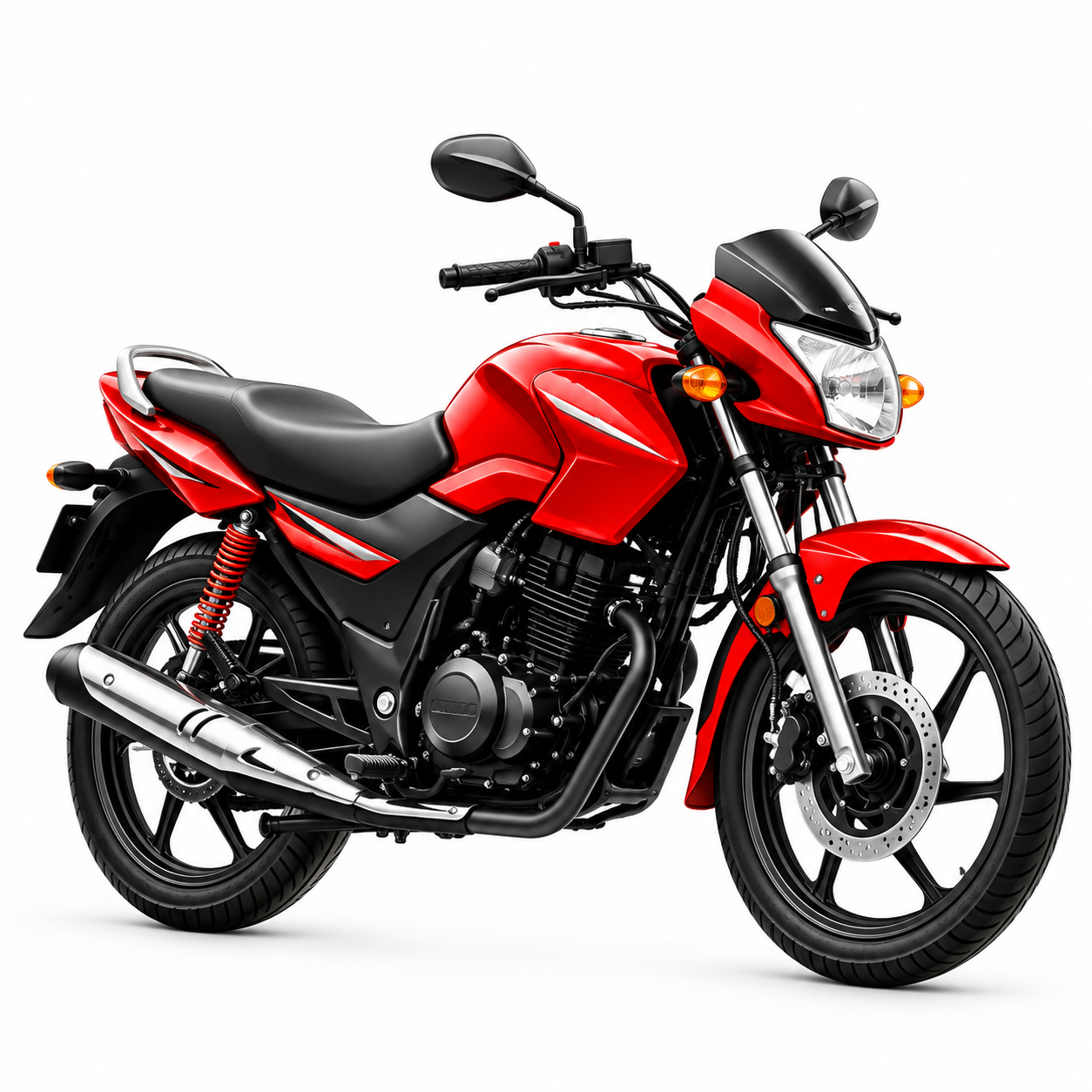 Glossy Red Motorcycle on White Background